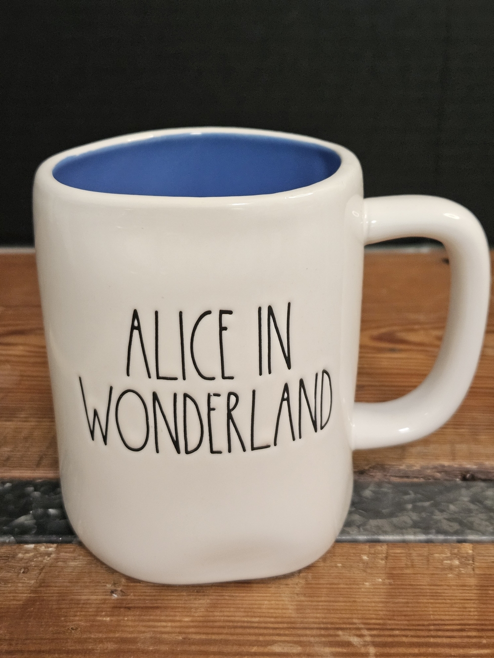 Rae Dunn Disney Alice in Wonderland White Mug with Blue Interior